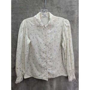 Vintage Cottagecore Blouse Women's Medium Peasant Dainty Micro Floral *READ*‎